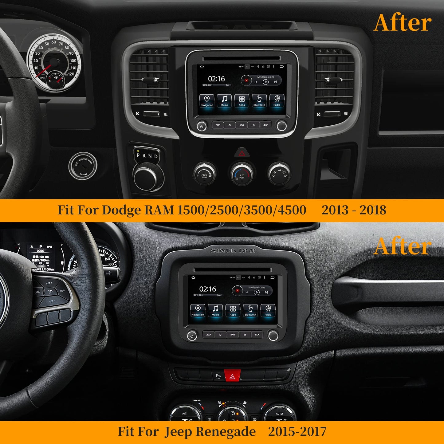 Wit-Up Bluetooth Radio For Dodge Ram 1500 Aftermarket Stereo Upgrade Touch Screen Double Din Android 12 Apple Carplay Car Multimedia DVD With Screen Receiver Backup Cameras Music 4G Wi-Fi Player GPS Navigator - Wit-Up Media Refit Tech