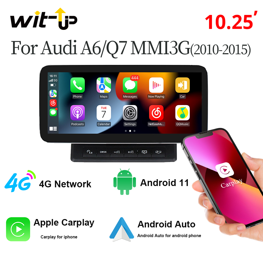 Audi A6 C6 Android Head Unit Upgrade C6/Q7 4L MMI 3G Touchscreen 10.25" Touchscreen GPS navi autoradio stereo wireless carplay Youtube Apply Carplay Carplay Mirroring AirPlay Mirroring Wired Androi 2010 21011 2012 2013 2014 2015 - Wit-Up Media Refit Tech