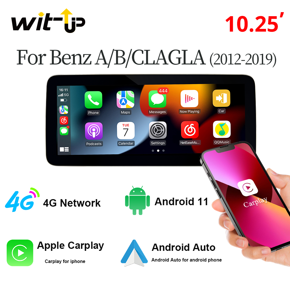 Wit-Up For Benz A W176/B W246 /CLA C117/CLS W218/G W463/GLA X156 2013-2019 10.25" Touchscreen Android 11 Aftermaket Carplay Screen Upgrade GPS Navi CarPlay Autoradio Car Stereo - Wit-Up Media Refit Tech