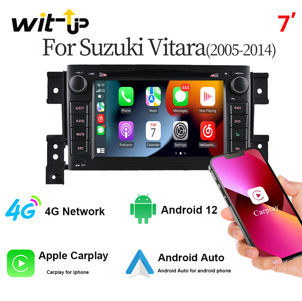 Wit-Up Car Stereo For Suzuki Grand Vitara Automatic Head Unit Upgrade Android 13 Radio Touch Screen 2005-2014 Android Car Multimedia DVD Double Din Apple Carpaly Stereo Video GPS Navigation Mirror Link 4G Wi-Fi - Wit-Up Media Refit Tech