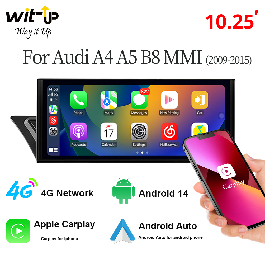 Audi A4 Radio Replacement Autoradio Stereo A5 B8 MM Touch Screen Netflix 4G Wi-Fi Android 13 Head Unit Aftermarket  Double Din Spotify Movies YouTube Google Maps TikTok 2009 2010 2011 2012 2013 2014 2015