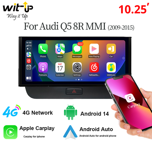 Wit-Up For Audi Q5 8R MMI (2009-2015) 10.25“ Touchscreen Upgrade Android Radio Aftermaket GPS Navi CarPlay Autoradio Car Stereo Car Multimedia Player