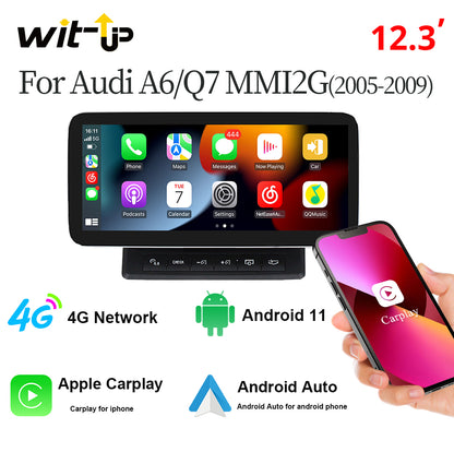 Audi A6 C6 Android Head Unit  Q7 4L MMI 2G MMI 3G 12.3" Touchscreen GPS Navi Autoradio Stereo Wireless Aarplay Youtube Apply Carplay  Mirroring AirPlay Mirroring Wired Android 2005 2006 2007 2008 2009 2010 2011 2012 2013 2014 2015