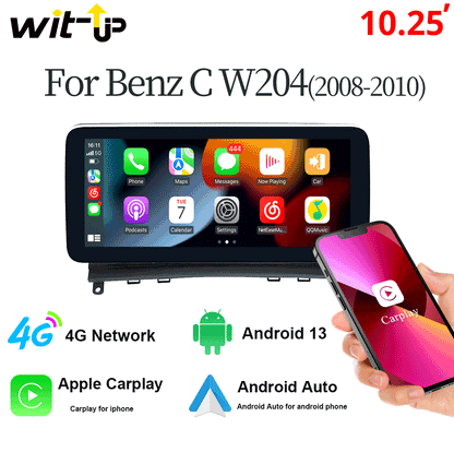 Wit-Up For Mercedes Benz C W204 2008-2010 10.25" Touch Screen Carplay Android 12 GPS Navi CarPlay Autoradio Car Stereo DVD Multimedia Player Auto GSP Wifi - Wit-Up Media Refit Tech