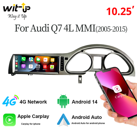 Wit-Up For 10.25” Touchscreen Audi Q7 4L RHD MMI 2005-2015 Apply Carplay Android GPS navi autoradio stereo Youtube Apply Carplay Mirror Link android auto Netflix Waze Tiktok