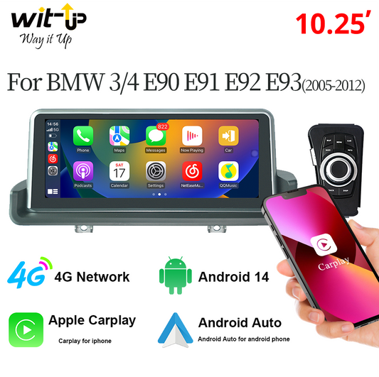 Wit-Up For BMW 3/4 E90 E91 E92 E93 10.25" Touch Screen Upgrade Radio Android 14 Aftermaket GPS Navi CarPlay Autoradio Car Stereo Multimedia