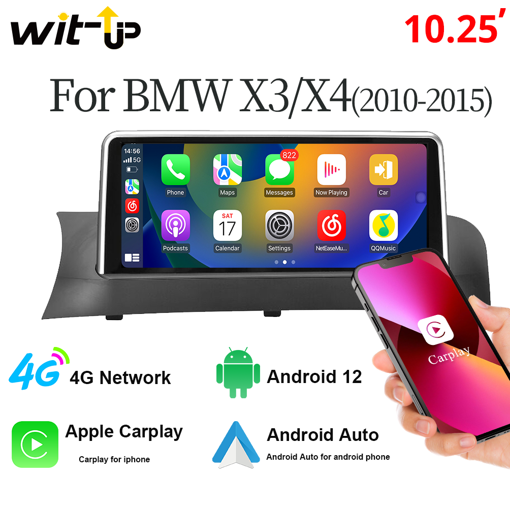 Wit-Up For BMW X3 X4 F25 F26 10.25" Touch Screen Upgrade Radio Android 12 Aftermaket GPS Navi CarPlay Autoradio Car Stereo Multimedia