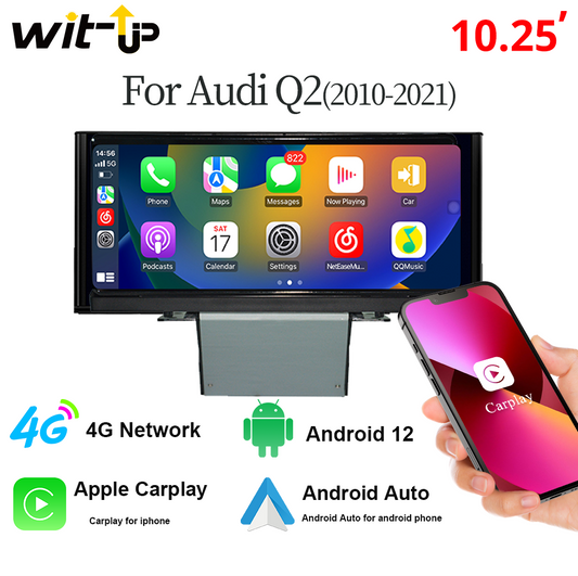 Wit-Up Audio Car Audi Auto Radio Audi Q2 MMI 10.25 inch Android 13 GPS Navi Stereo Youtube Apply Carplay Head Unit Mirror Link Android Auto Netflix Waze Tiktok 2010 2011 2012 2013 2014 2015 2016 2017 2018 2019 2020 2021