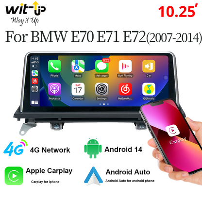 Wit-Up For BMW X5 X6 E70 E71 E72 10.25" Touch Screen Upgrade Radio Android 14 Aftermaket GPS Navi CarPlay Autoradio Car Stereo Multimedia