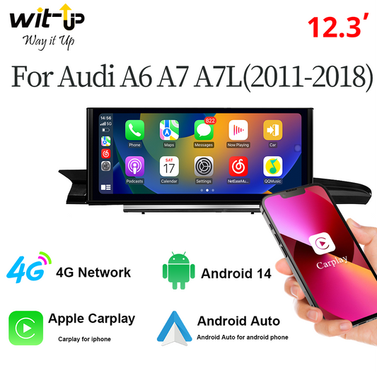 Wit-Up Audi A6 Stereo Upgrade For A6 A7  Double Din Apple Carplay Radio 7 inch Touch Screen Android Auto Mirror Link Android 13 Movies Music 4G Wi-Fi Backup Cameras BT RDS DVD Aftermarket Head Unit