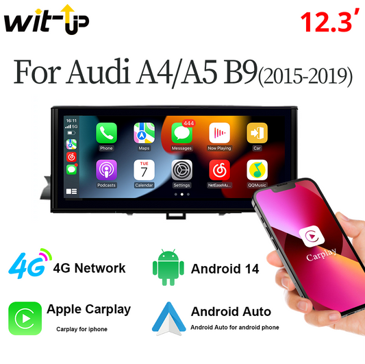 Wit-Up For Audi A4 /A5 S4 RS4 S5 RS5 B9 12.3“ Touchscreen Upgrade Android Radio Aftermaket GPS Navi CarPlay Autoradio Car Stereo Multimedia Mirroring Head Unit Double Din Netflix 2015 2016 2017 2018 2019