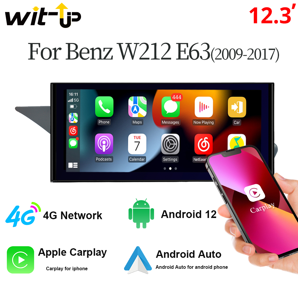 Wit-Up For Benz E W212 2009-2017 12.3 "Touchscreen GPS Navi Autoradio Stereo Wireless Carplay Android 12 Car Multimedia Radio Stereo Player Navigation GPS CarPlay Auto - Wit-Up Media Refit Tech
