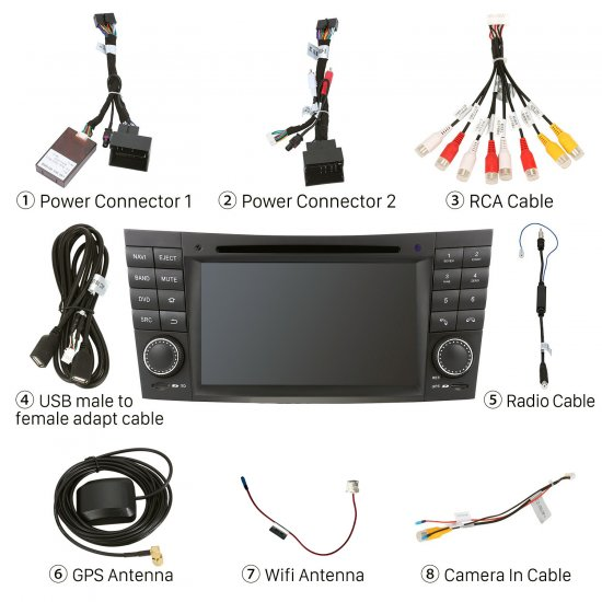 For Mercedes Benz E W211  CLS W219 Class Full Upgrade USB BT Reverse Cam Apple Carplay Android Auto Head Unit Navigation Radio Stereo