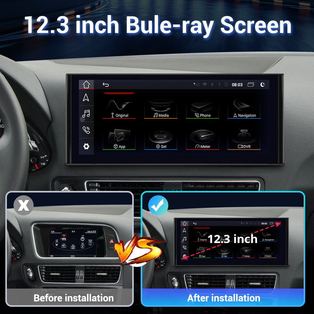 Wit-Up Audi Q5 8R (2009-2015) LHD MMI 12.3" Touchscreen GPS Navi Autoradio Stereo Carplay Youtube Apply Carplay AirPlay Mirroring Wired Android