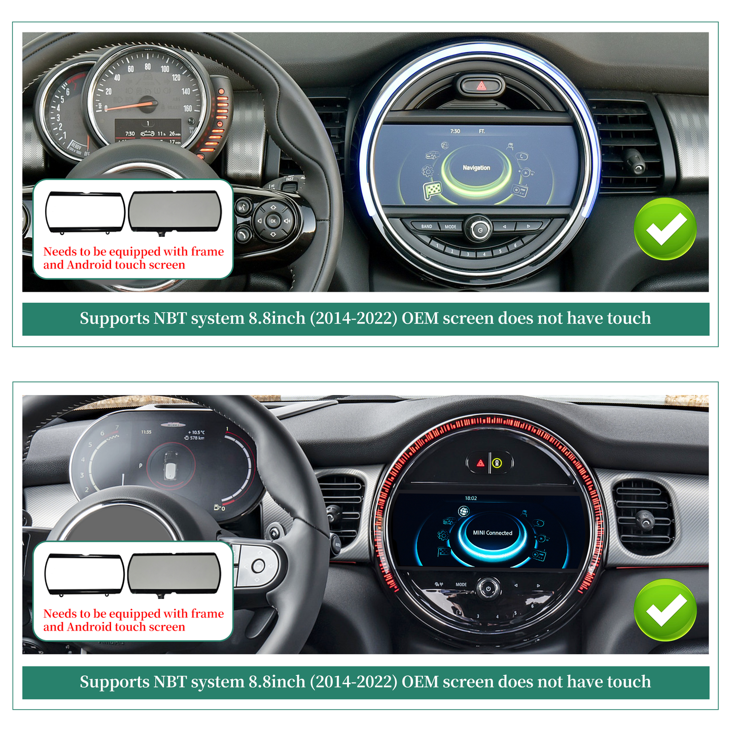 Mini Cabrio Convertible Android Wireless Adapte for F57 Mini Cooper Jcw One NBT 8.8 Without Touch Apple Wit-Up For CarPlay Multi Media interface Android Auto Netflix FullScreen Wi-Fi Movies Music TV Video