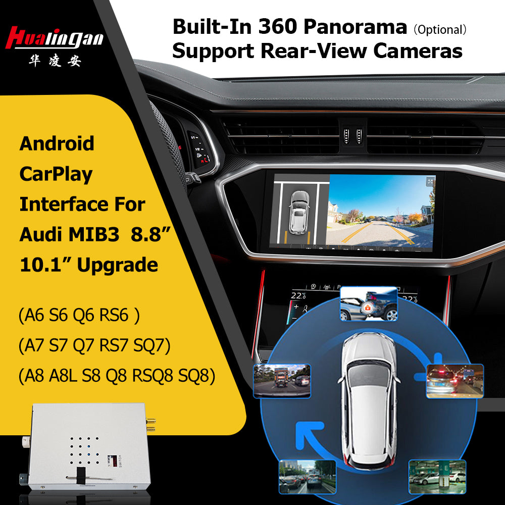 Wit-Up Audi Wireless Carplay Adapter For A8 S8 D5 2018-Today MIB3 System Upgrade Apple CarPlay Android Auto Navigation Bluetooth Music Touch Screen Spotify Access Apps Google Maps By Wi-Fi 4G Connect
