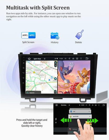 Wit-Up Honda Crv Car Radio For Upgrade Double Din 9 inch 2006-2012 Screen Installation Apple CarPlay & Android Auto Head Unit GPS Navigation Bluetooth Replacement Aftermarket Video Games Google Maps 4G Wi-Fi