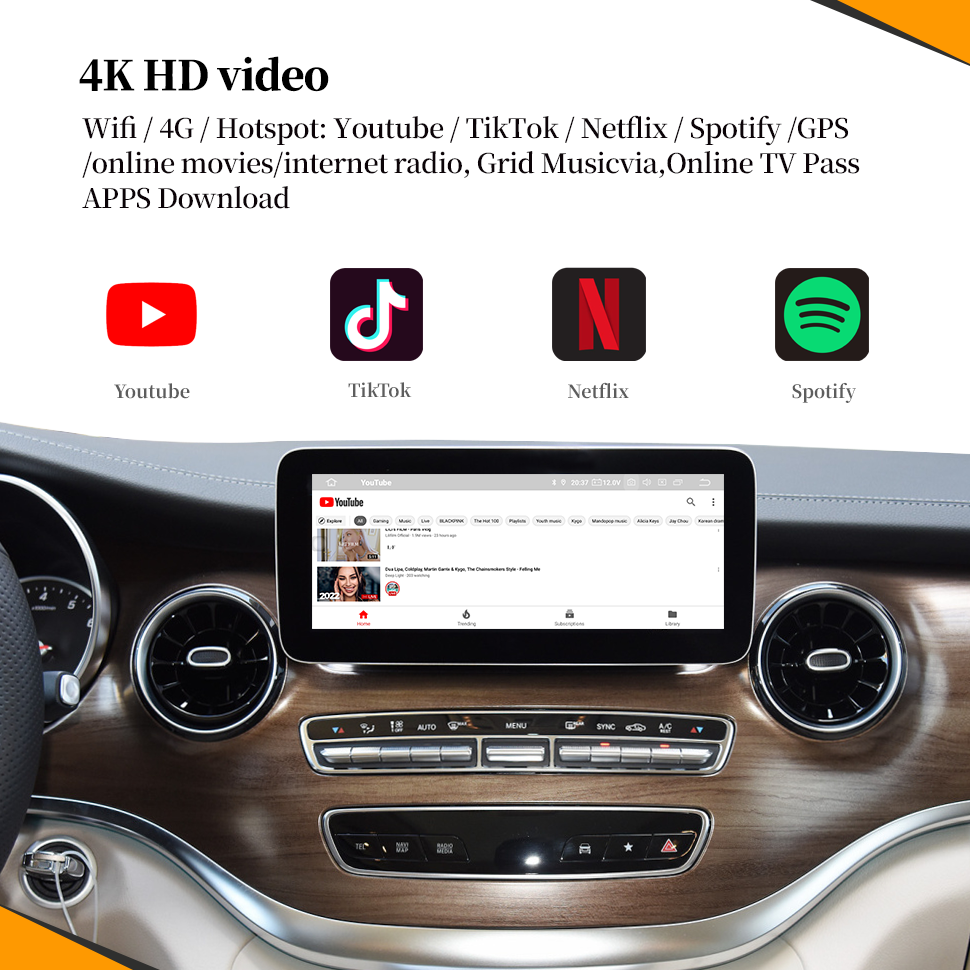 Wit-Up Android Auto Apple CarPlay Adapter For Mercedes Vito 12.3" W447 NTG6.0 2019- present MBUX Radio  Auto Spotify Wireless Android 13 CarPlay Adapter Player Without Touch Upgrade Screen Reverse Camera - Wit-Up Media Refit Tech