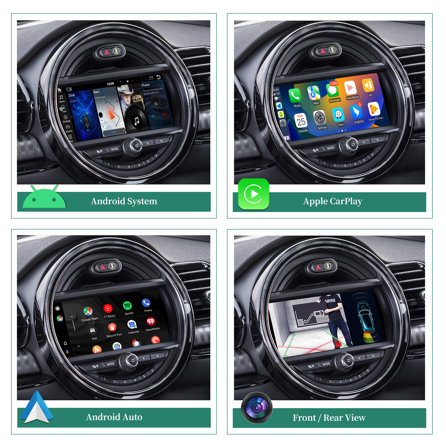 Mini Cabrio Convertible Android Wireless Adapte for F57 Mini Cooper Jcw One NBT 8.8 Without Touch Apple Wit-Up For CarPlay Multi Media interface Android Auto Netflix FullScreen Wi-Fi Movies Music TV Video
