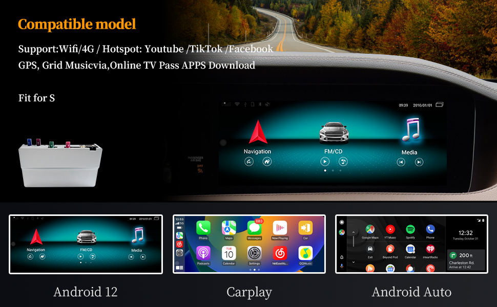Wit-Up for Benz S W222 2014-2019 MBUX Carplay box Android box Mini carplay box AI Carplay Youtube 4G Wifi NTG5.0 NTG5.5