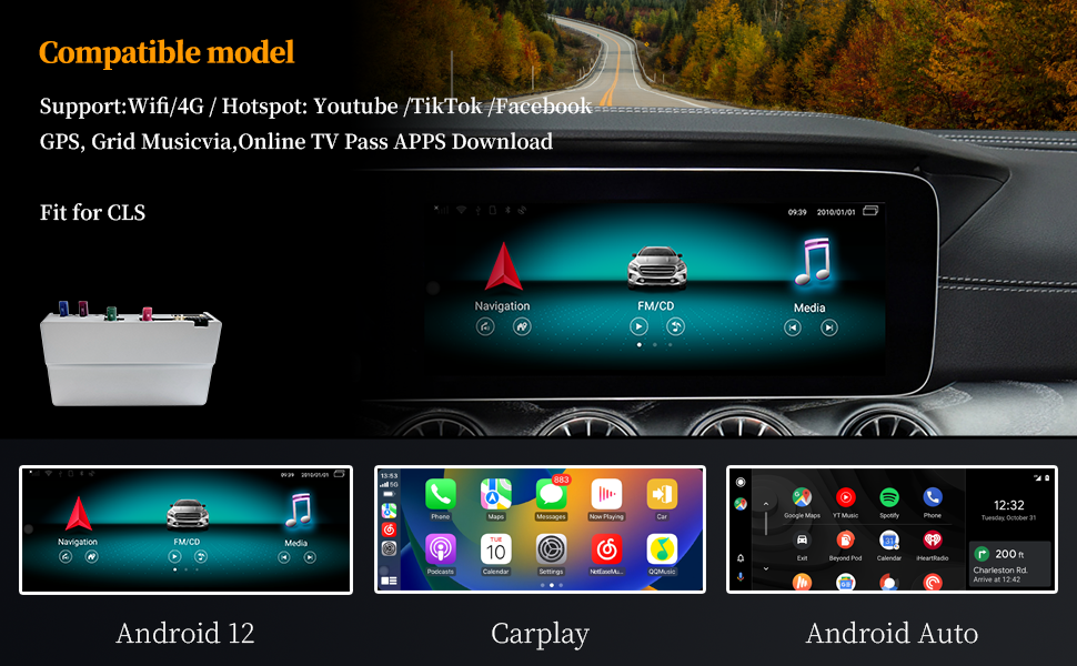 Wit-Up Android CarPlay Adapter For Mercedes 12.3 "CLS C257 NTG6.0 MBUX Radio Navigation Update Multimedia System Wireless CarPlay