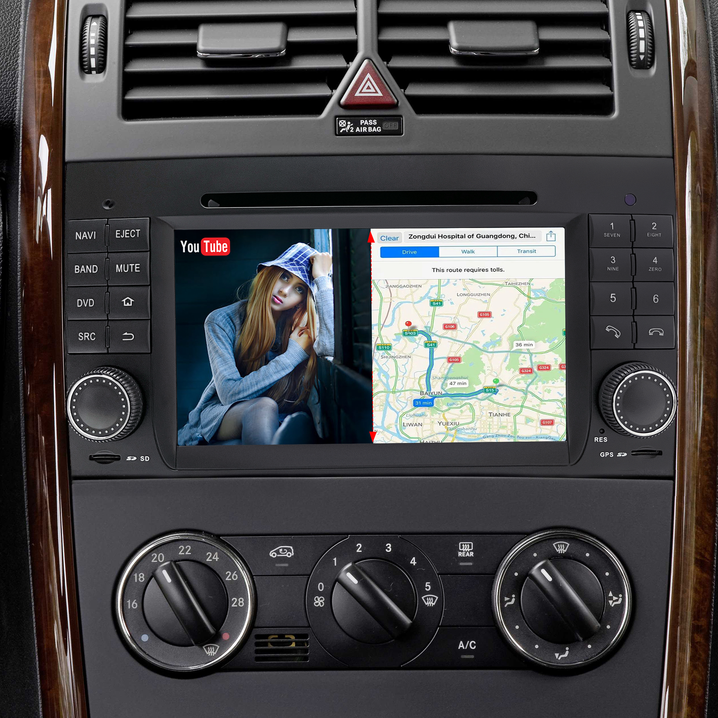 Wit-up Mercedes W169 C169 A-Class Radio Upgrade 7-inch Touch Screen Add Wireless Apple CarPlay Android Auto Android System GPS Navigation Google Maps Vehicle Cameras Bluetooth Calls AM FM DVD Netflix YouTube