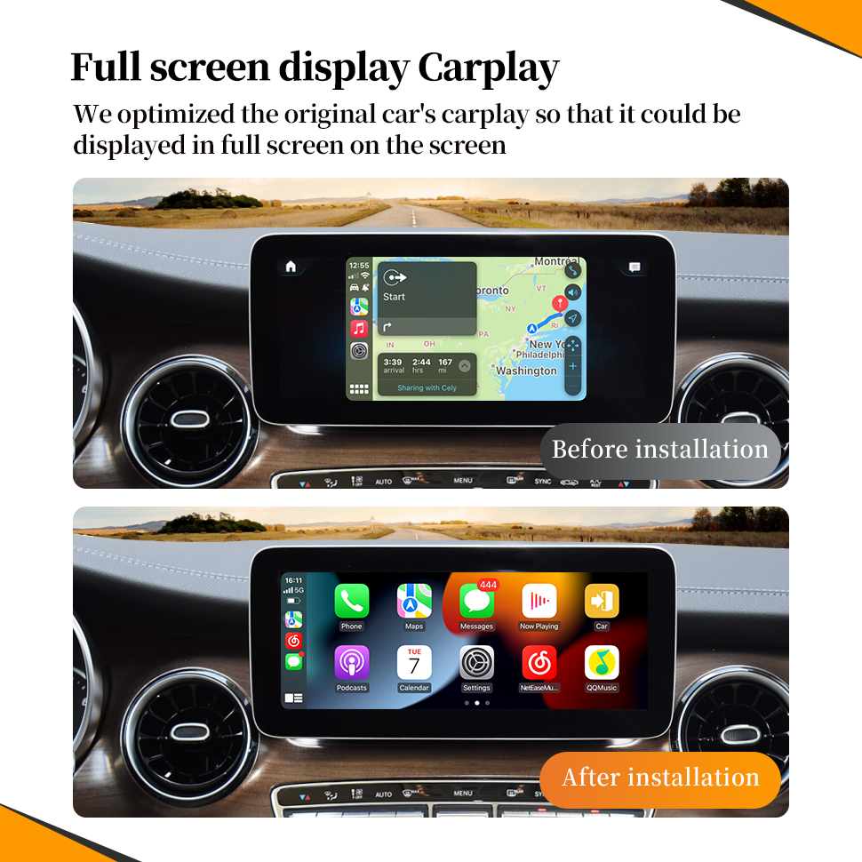 Wit-Up Android Auto Apple CarPlay Adapter For Mercedes Vito 12.3" W447 NTG6.0 2019- present MBUX Radio  Auto Spotify Wireless Android 13 CarPlay Adapter Player Without Touch Upgrade Screen Reverse Camera - Wit-Up Media Refit Tech