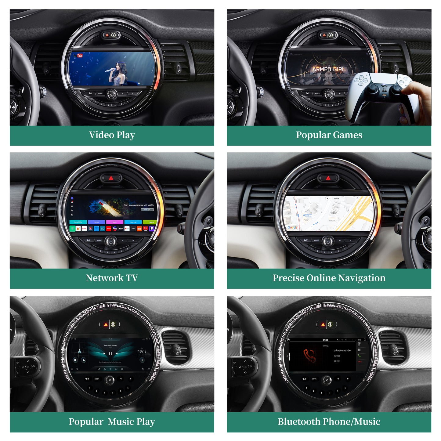 Mini Cabrio Convertible Android Wireless Adapte for F57 Mini Cooper Jcw One NBT 8.8 Without Touch Apple Wit-Up For CarPlay Multi Media interface Android Auto Netflix FullScreen Wi-Fi Movies Music TV Video