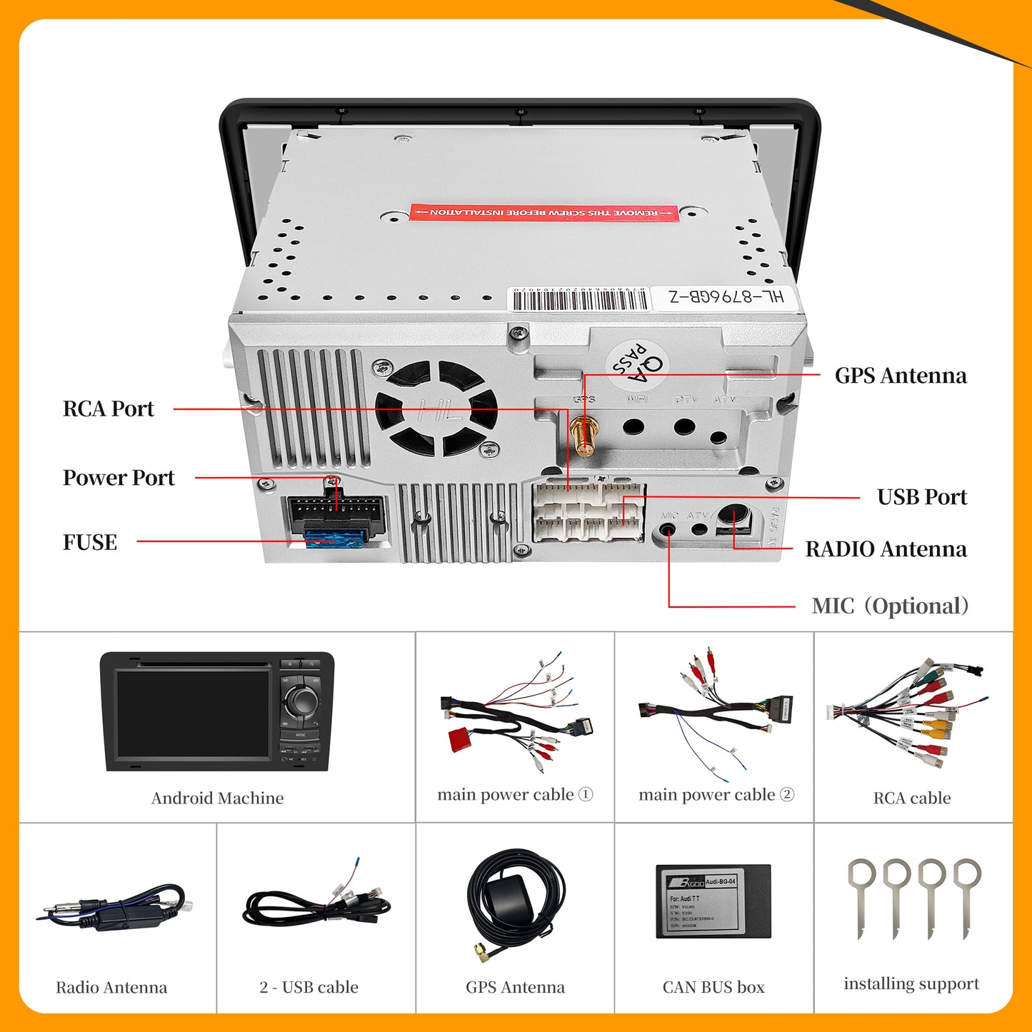 Wit-Up Audi A3 Car Radio Double Din Dash Kit  8P 8L 8Y Android Head Unit 2004-2011 Touch Screen Radio  Buletooth Apple Carpaly Aftermarket  double din Backup Cameras GPS Navigation Movies Music