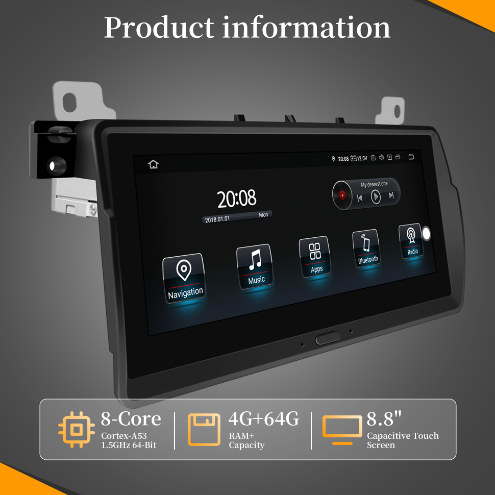 Wit-up for Android Head Unit Car Stereo For BMW E46 (1998-2005) BMW M3(1998-2005) Navigation Radio Upgrade Aftermarket Stereo Touch Screen Apple Carplay DVD Player 2 Din