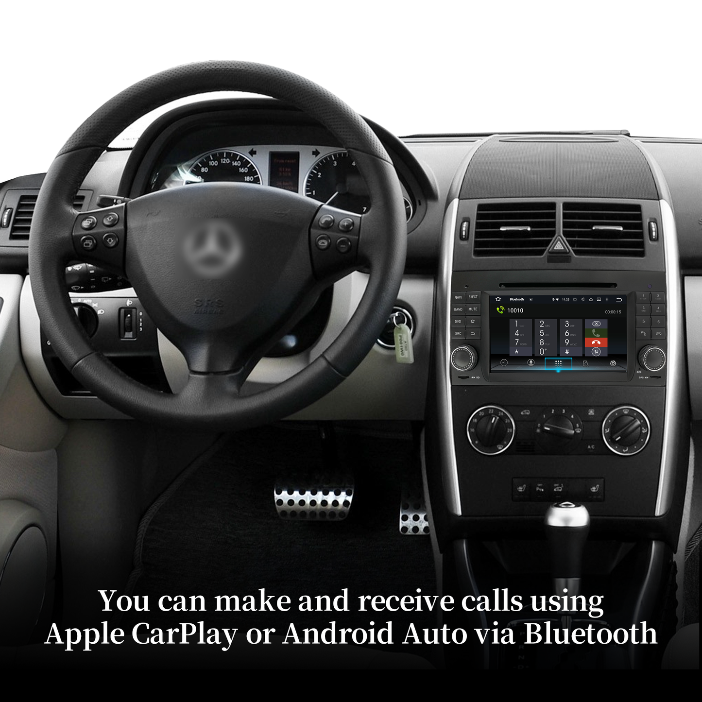 Wit-up Mercedes W169 C169 A-Class Radio Upgrade 7-inch Touch Screen Add Wireless Apple CarPlay Android Auto Android System GPS Navigation Google Maps Vehicle Cameras Bluetooth Calls AM FM DVD Netflix YouTube