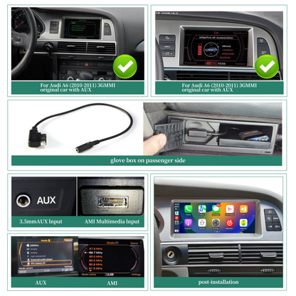 Audi A6 MMI 2G 3G 10.25" Touchscreen Upgrade Radio GPS Navi Autoradio Stereo Wireless Carplay Youtube Apply Carplay Mirroring AirPlay Mirroring Wired Android Google Map Game