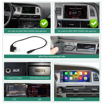Audi A6 MMI 2G 3G 10.25" Touchscreen Upgrade Radio GPS Navi Autoradio Stereo Wireless Carplay Youtube Apply Carplay Mirroring AirPlay Mirroring Wired Android Google Map Game