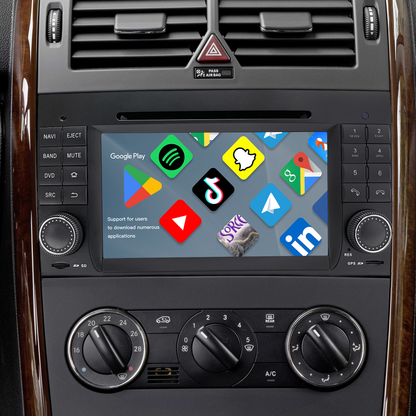 Wit-up Mercedes W169 C169 A-Class Radio Upgrade 7-inch Touch Screen Add Wireless Apple CarPlay Android Auto Android System GPS Navigation Google Maps Vehicle Cameras Bluetooth Calls AM FM DVD Netflix YouTube