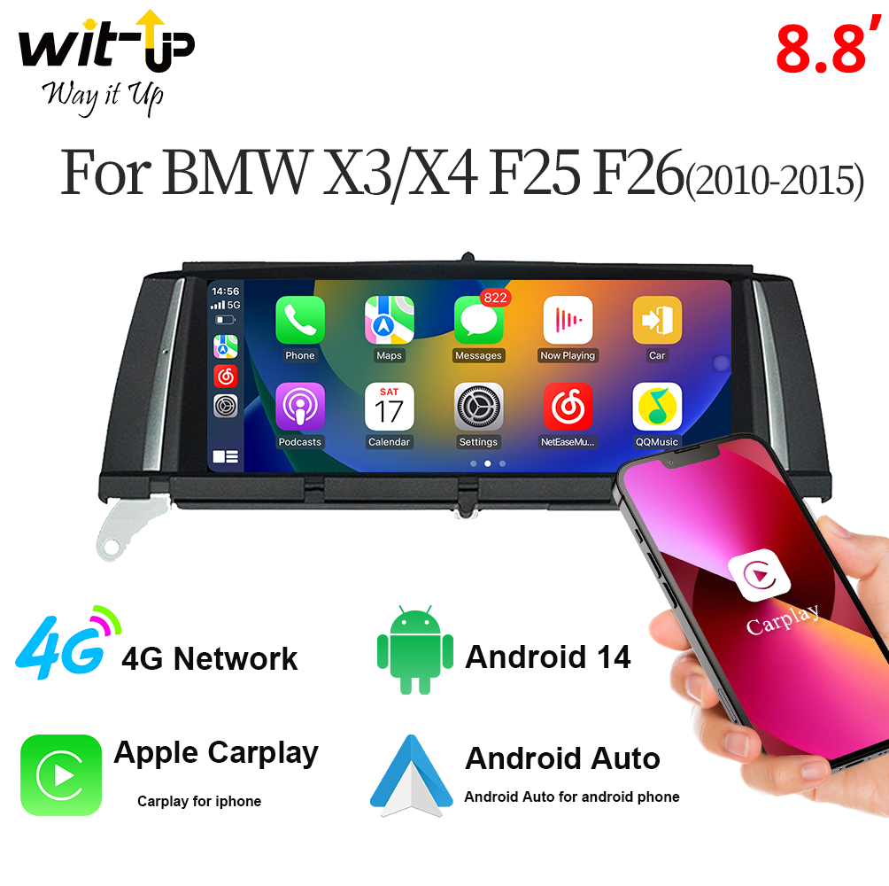 Wit-Up for BMW X3 X4 F25 F26 10.25" Touch Screen Upgrade Radio Android 14 Aftermaket GPS Navi CarPlay Autoradio Car Stereo DVD Multimedia Player