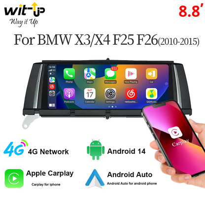 Wit-Up for BMW X3 X4 F25 F26 10.25" Touch Screen Upgrade Radio Android 14 Aftermaket GPS Navi CarPlay Autoradio Car Stereo DVD Multimedia Player