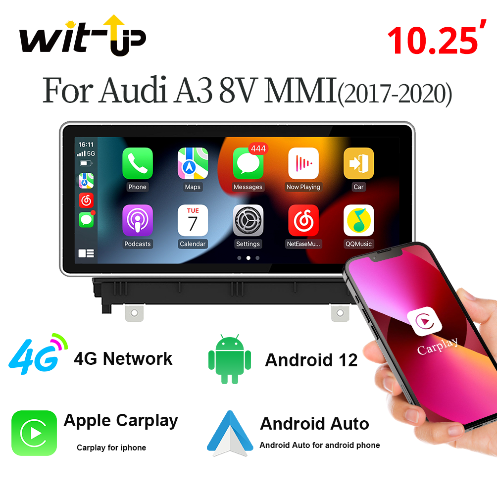 Wit-Up Android AutoRadio For Audi A3 8V Radio Upgrade Apple Crplay Sportbacl 10.25" Touchscreen GPS Navi Wireless Full Screen Mirroring Head Unit double din Netflix Waze Tiktok 2013 2014 2015 2016 2017 2018 2019 2020