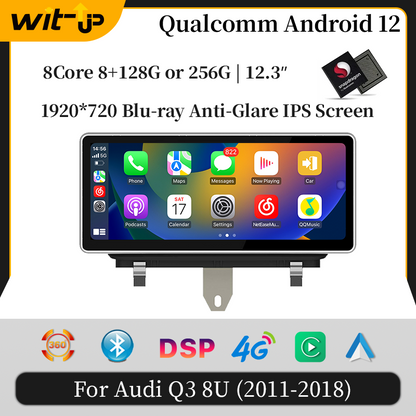 Wit-Up For 10.25” Touchscreen Audi Q3 8U MMI 2011-2018 Apply Carplay Android GPS navi autoradio stereo Youtube Apply Carplay Mirror Link android auto Netflix Waze Tiktok