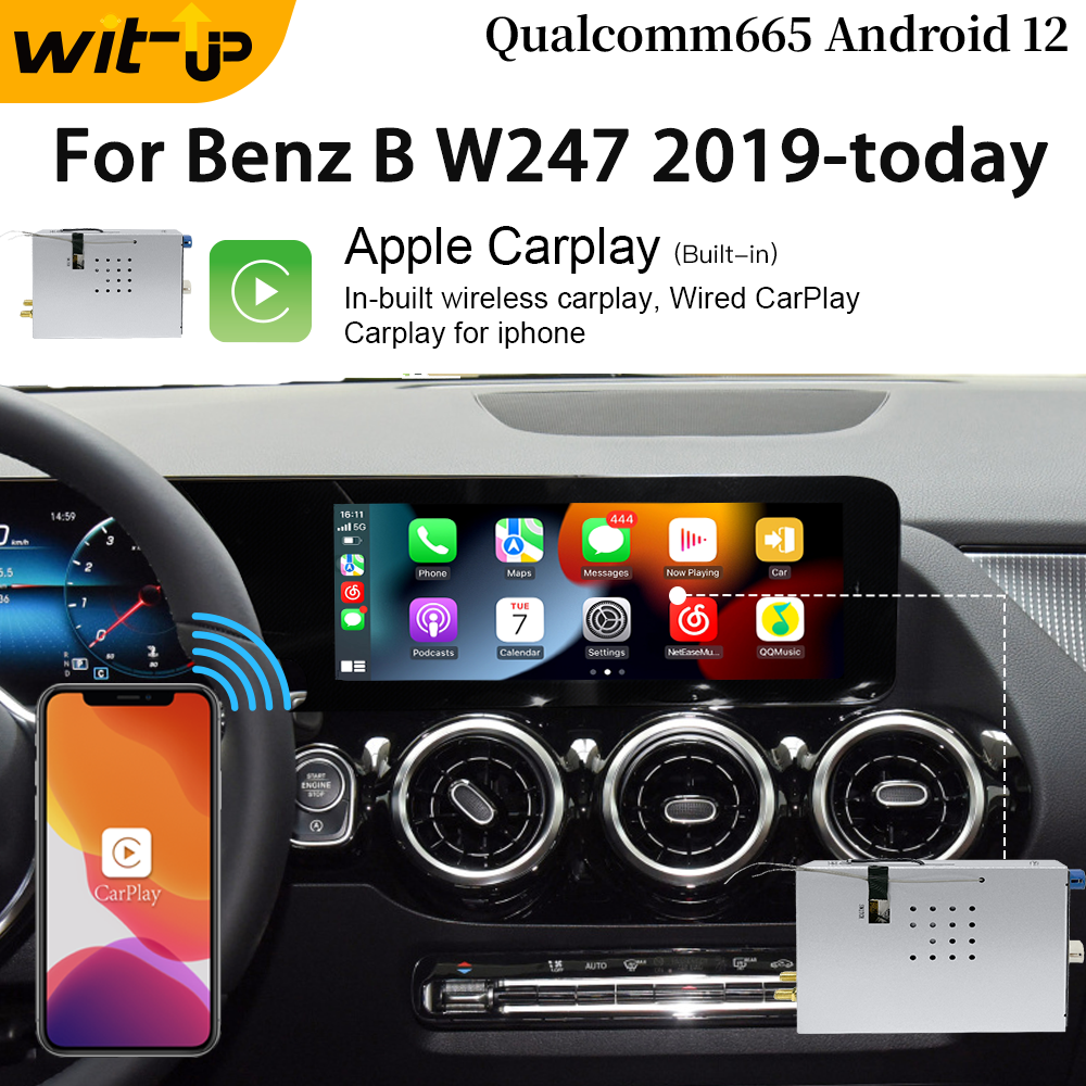 Wit-Up Android CarPlay Adapter For Mercedes 12.3 "B W247 NTG6.0 MBUX Radio Navigation Update Multimedia System Wireless CarPlay