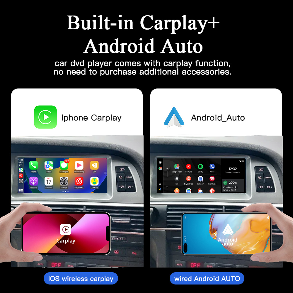 Audi A6 C6 Stereo Upgrade 8.8 Inch Touch Screen Apple CarPlay Andriod Auto Netflix WiFi Android13  Wireless Multimedia Backup Cameras Radio Player GPS Navigation 2003 2004 2005 2006 2007 2008 2009 2010 2011
