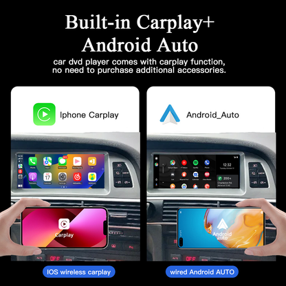 Audi A6 C6 Stereo Upgrade 8.8 Inch Touch Screen Apple CarPlay Andriod Auto Netflix WiFi Android13  Wireless Multimedia Backup Cameras Radio Player GPS Navigation 2003 2004 2005 2006 2007 2008 2009 2010 2011
