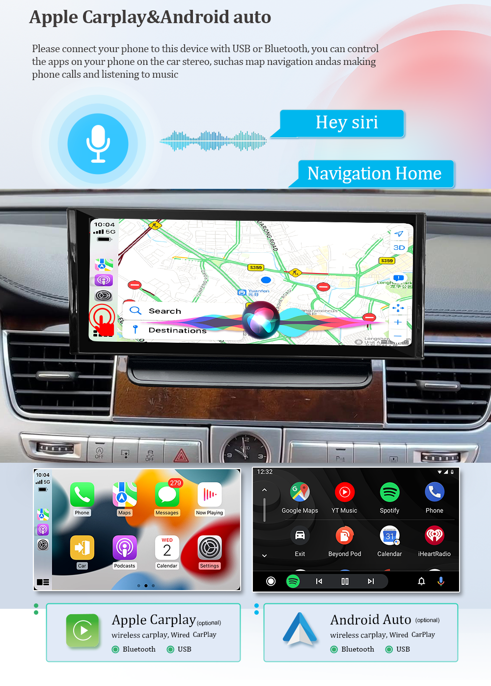 Wit-Up For Audi A8 S8 D4 2011-2018 MMI 3G 12.3" Touch Screen Multimedia Upgrade Android GPS Navi Autoradio Stereo Carplay Youtube Apply Carplay AirPlay Mirroring Wired Android