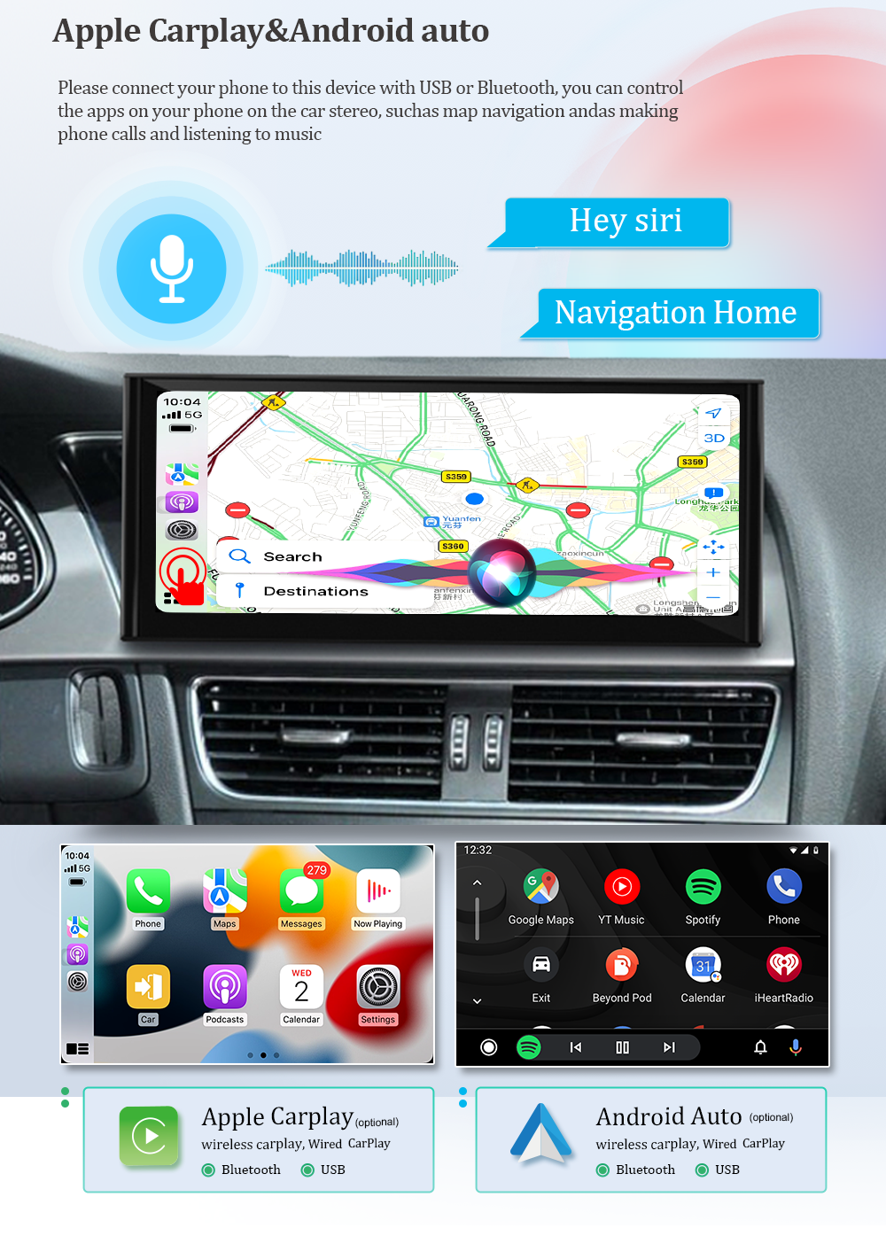 Audi A4 Radio Replacement Autoradio Stereo A5 B8 MM Touch Screen Netflix 4G Wi-Fi Android 13 Head Unit Aftermarket  Double Din Spotify Movies YouTube Google Maps TikTok 2009 2010 2011 2012 2013 2014 2015