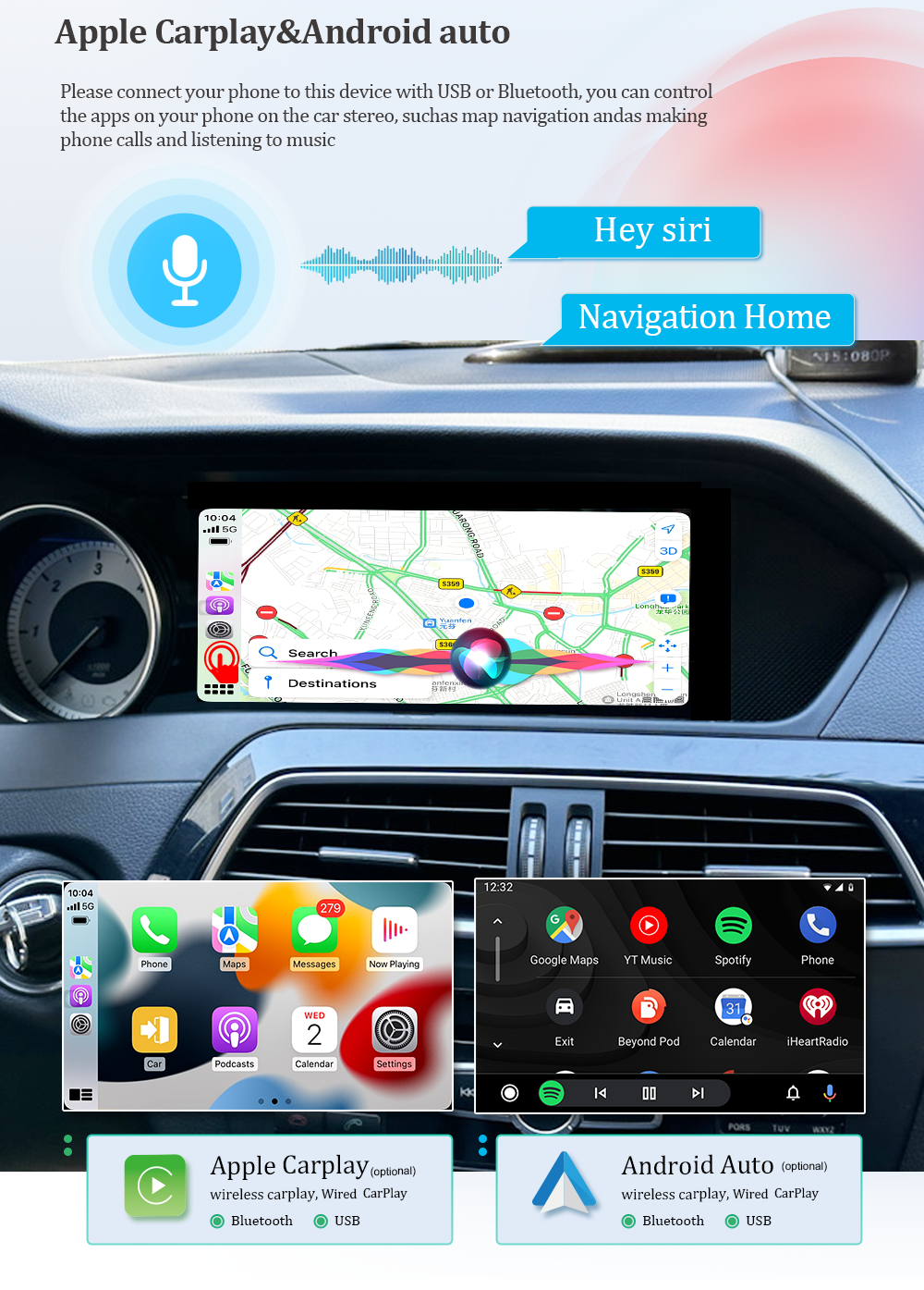 Wit-Up 8.8" Touchscreen GPS Navi Autoradio Stereo Wireless Carplay For Mercedes Benz C W204 2011-2014 Youtube Apply Carplay AirPlay Mirroring Wired Android