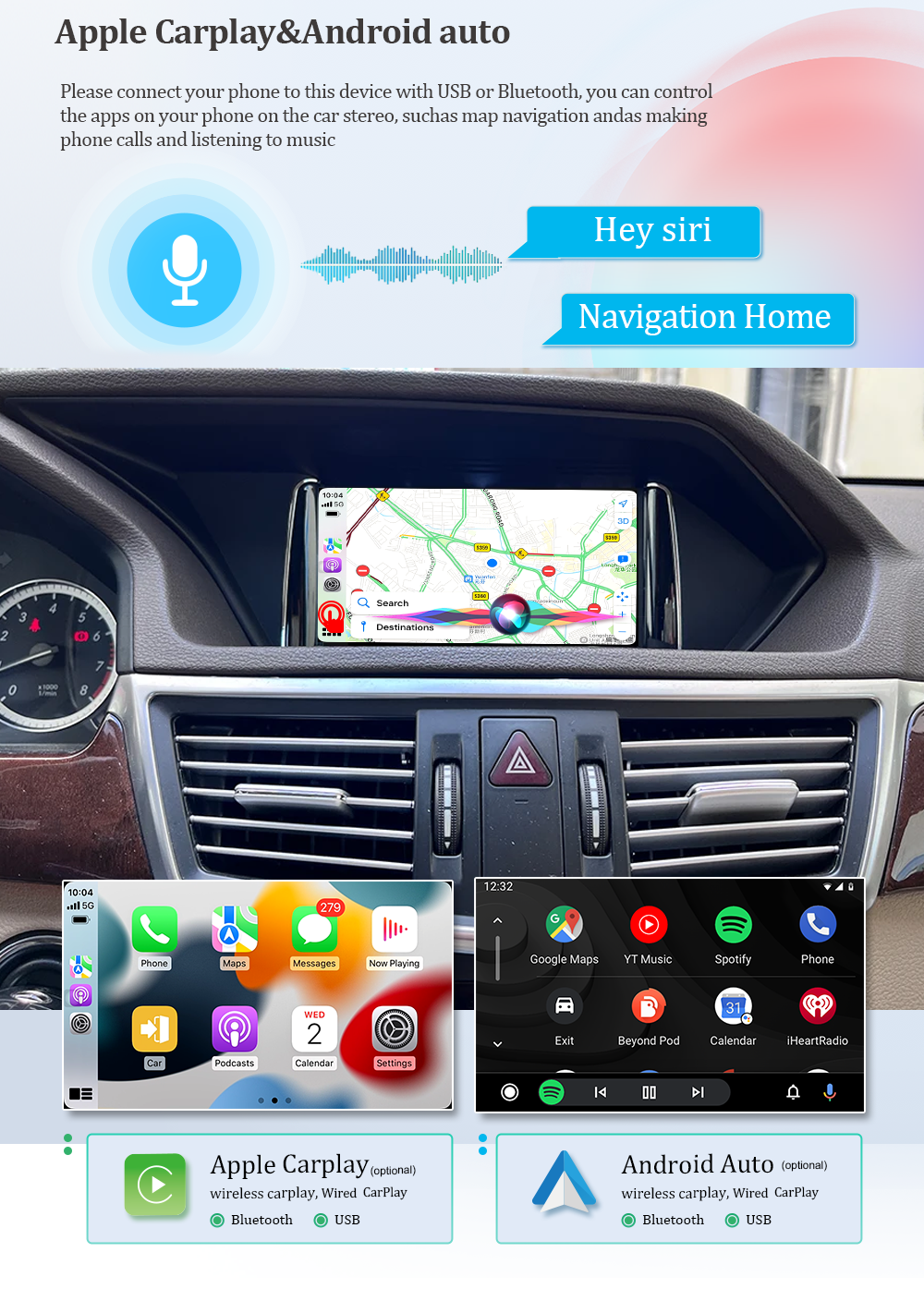 Wit-Up 7" HD Touchscreen for Benz E W212 A212 S212 E63 W207 S207 A207 Apple carplay Autoradio GPS Aftermarket Android Head Unit Navigation Car Stereo Youtube - Wit-Up Media Refit Tech