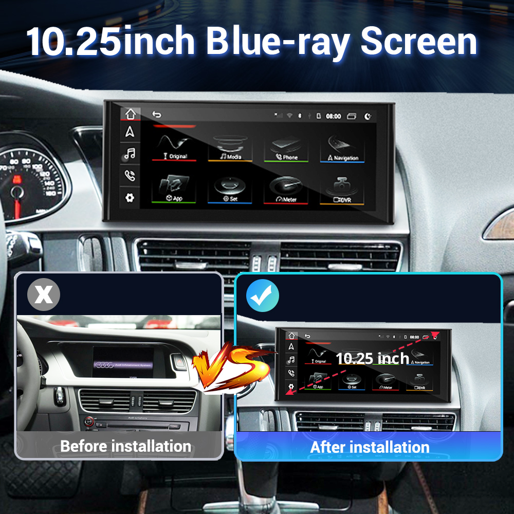 Audi A4 Radio Replacement Autoradio Stereo A5 B8 MM Touch Screen Netflix 4G Wi-Fi Android 13 Head Unit Aftermarket  Double Din Spotify Movies YouTube Google Maps TikTok 2009 2010 2011 2012 2013 2014 2015
