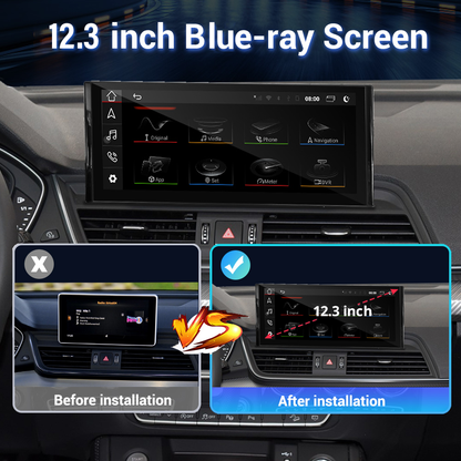 Audi Q5 Android Radio Apply Carplay B9 12.3” Touchscreen Autoradio Car Stereo Head Unit Navi GPS Wireless Carpaly Mirror Link Android 13 Netflix Waze Tiktok Google Map Game Music Spotify Youtube Aftermarket