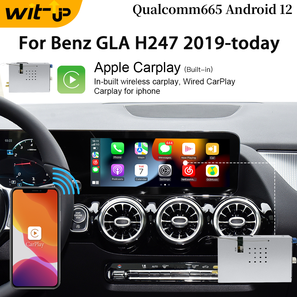 Wit-Up Android CarPlay Adapter For Mercedes 12.3 "GLA H247 NTG6.0 MBUX Radio Navigation Update Multimedia System Wireless CarPlay
