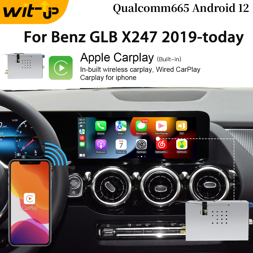 Wit-Up Android CarPlay Adapter For Mercedes GLB X247 12.3 " NTG6.0 MBUX Radio Navigation Update Multimedia System Wireless CarPlay