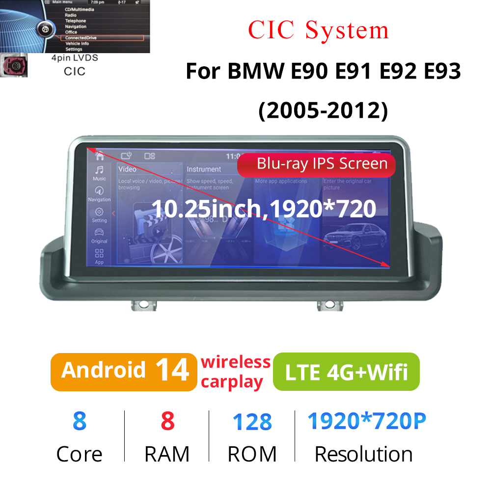 Wit-Up For BMW 3/4 E90 E91 E92 E93 10.25" Touch Screen Upgrade Radio Android 14 Aftermaket GPS Navi CarPlay Autoradio Car Stereo Multimedia